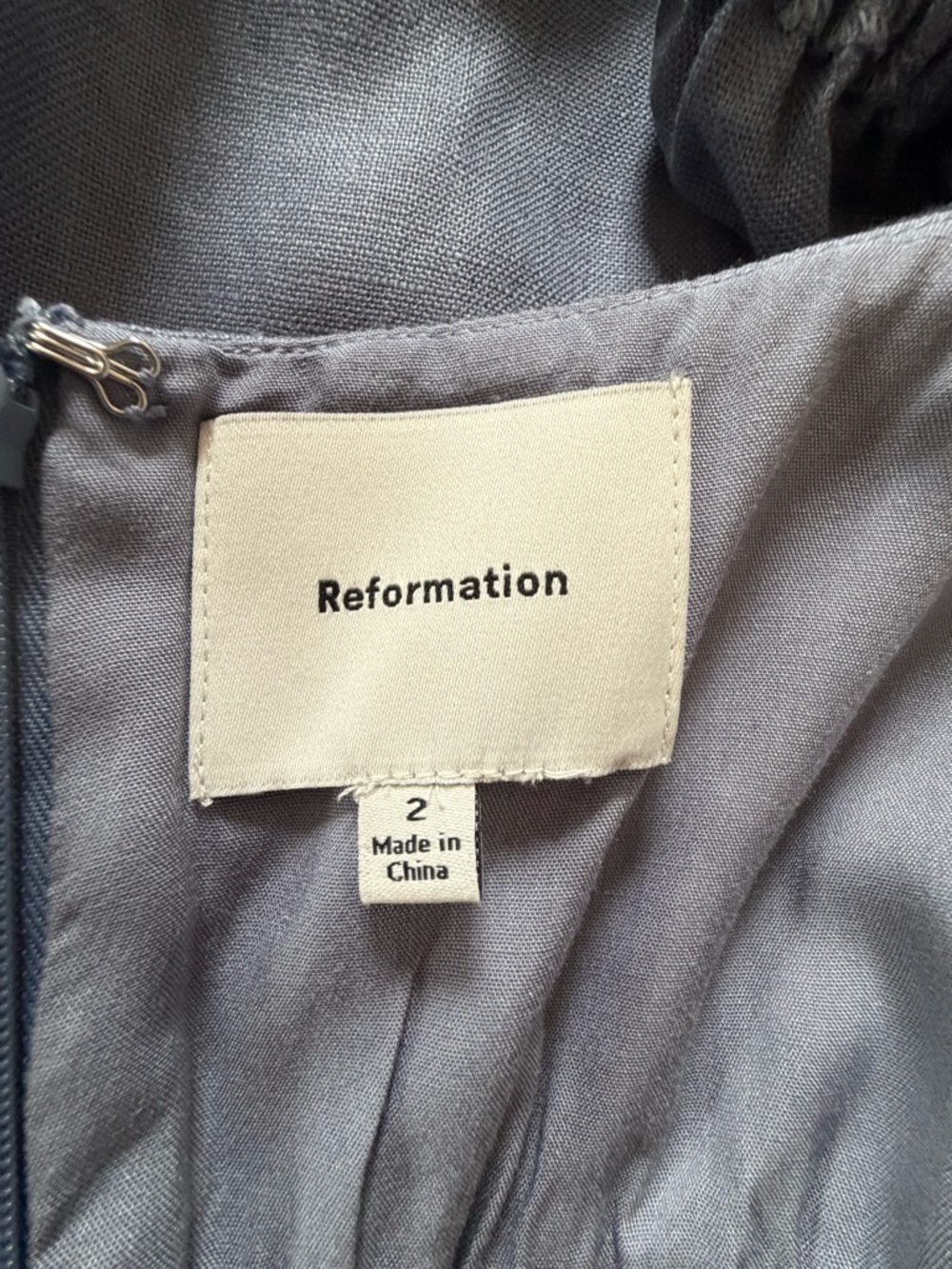 NEW Reformation Adler Linen Midi Smocked Puff Sleeve Dress Cornflower Blue US 2 - Picture 13 of 14